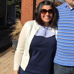 Jcrew Factory navy sleeves tee with ruffle detail